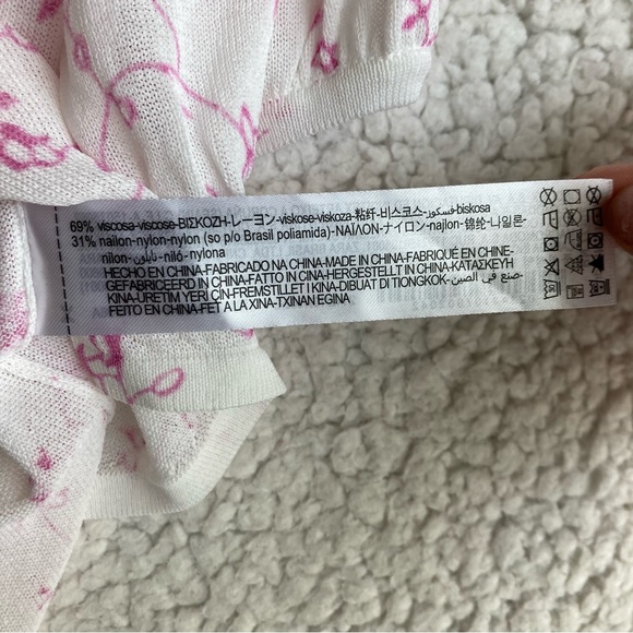 NWT Zara Women's puff short sleeve white floral open front cardigan, Sz L - Picture 10 of 17